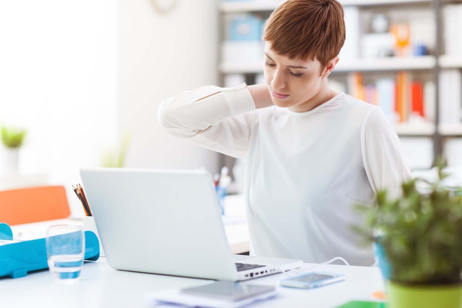 Office worker with neck pain